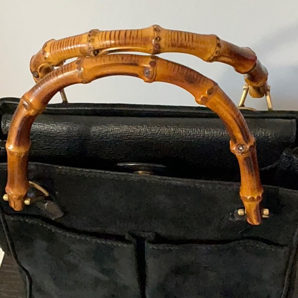 Gucci Diana Black Suede Leather Handbag Tote with Bamboo handles - Picture 9 of 17